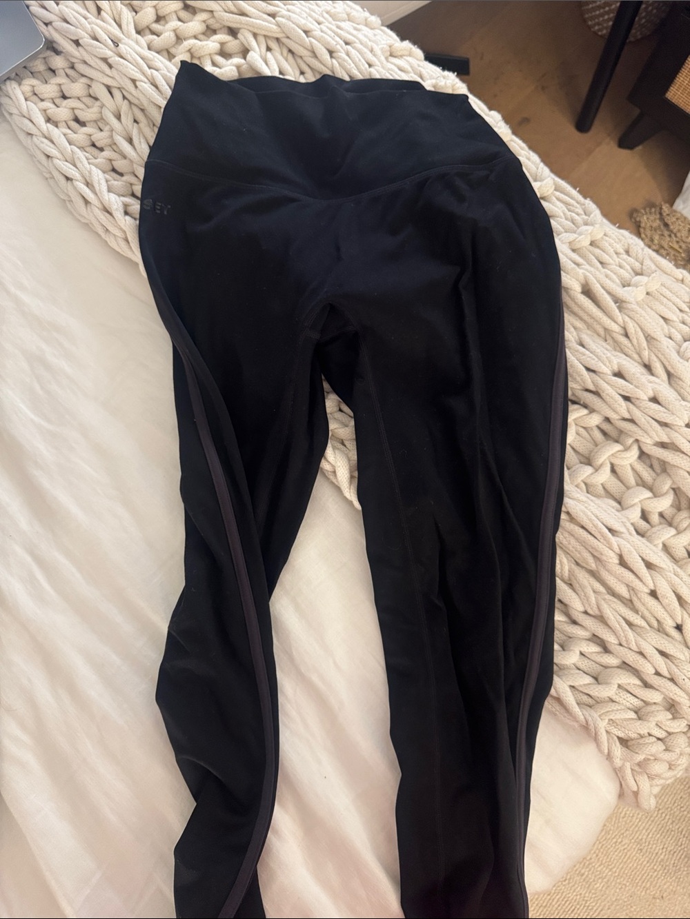 SET Active Black Leggings with Contrast Side Trim